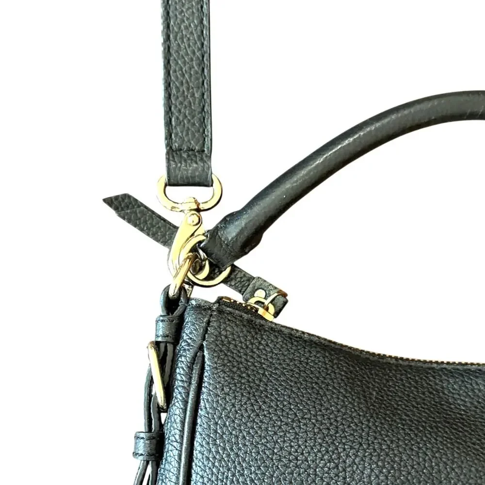 Kate Spade Ella Pebbled Leather Expandable Crossbody Shoulder Bag Black